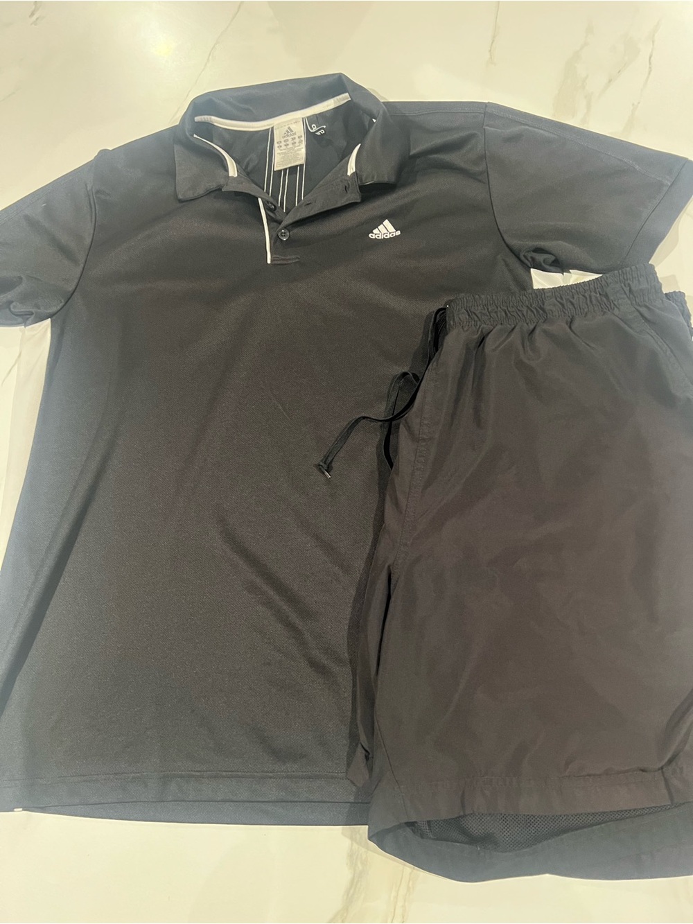 adidas Men’s Black Polo with Drawstring Shorts